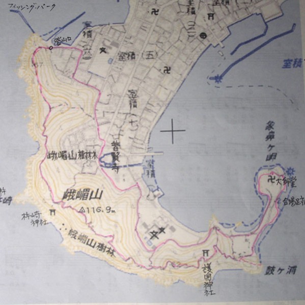 峨嵋山〜象鼻ヶ岬　地図